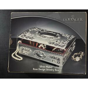 Godinger silver art Co. silver plated vintage rose pattern jewelry box